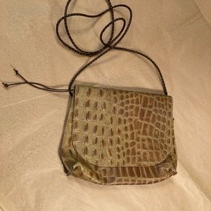 Embossed lizard leather strap bag,zipper and flap closure thin leather straps